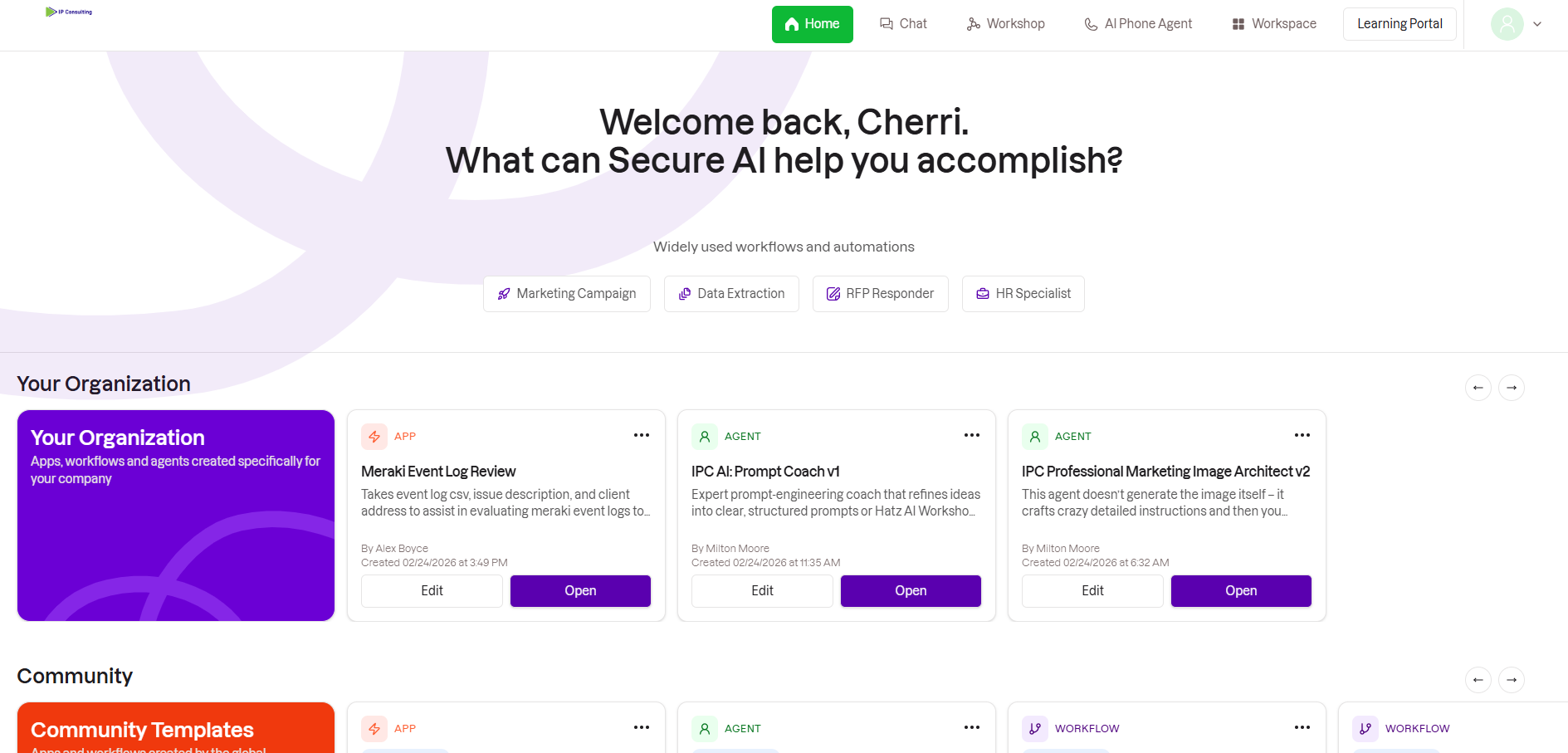 IPC Navigate AI home dashboard